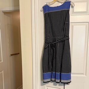 Talbots Black and Blue Patterned Midi Dress